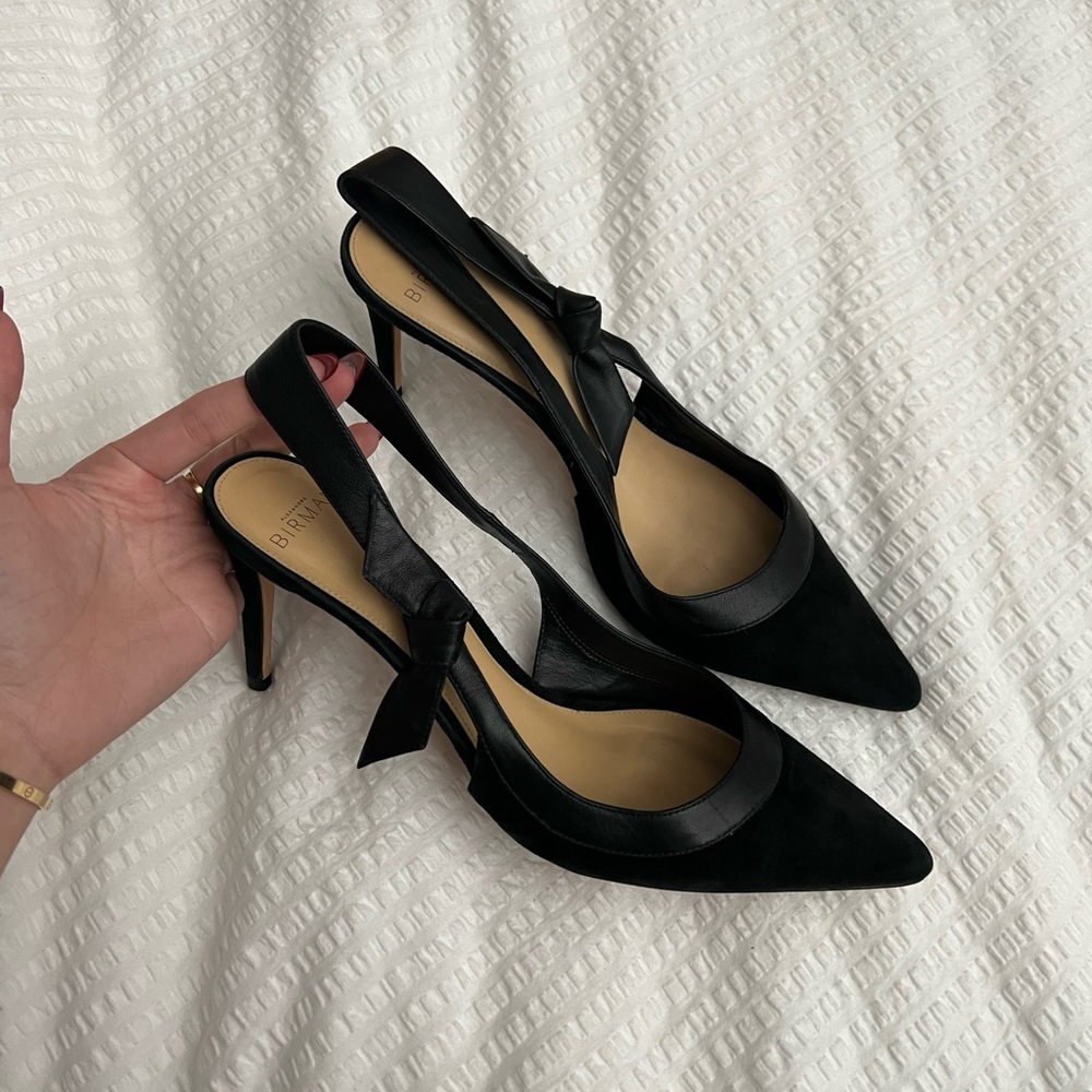 Alexandre Birman suede leather sling back bow pumps 39